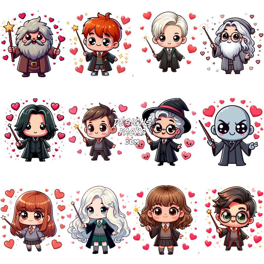 Harry Potter Valentine's Day PNG Bundle: 12 Wizarding Designs