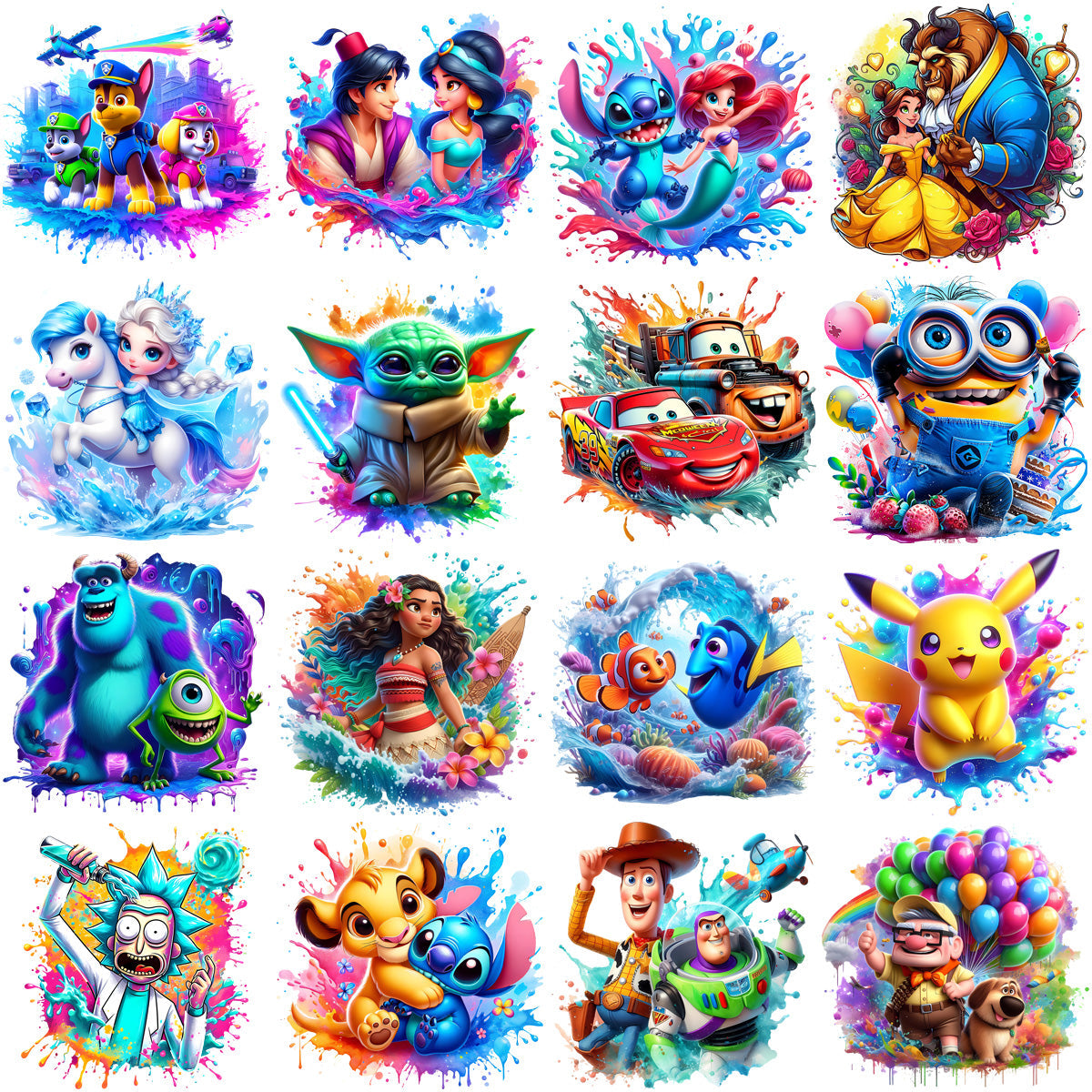50 Cartoon Character PNG Bundle: Mixed Designs for Commercial Use