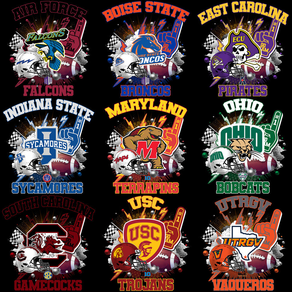 Retro NCAA Team PNG Designs: 123 College Team Graphics Bundle