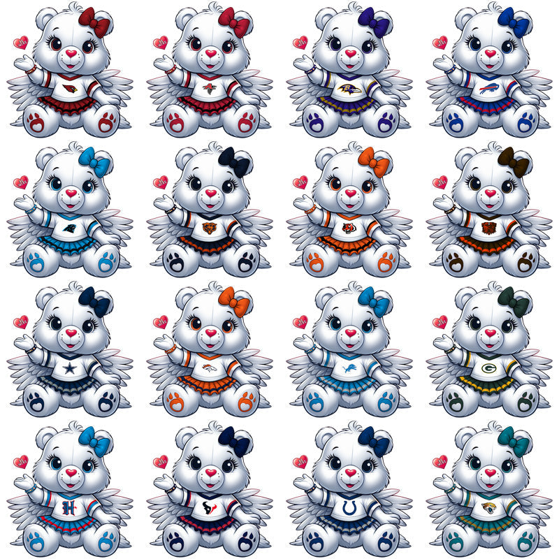32 NFL Team Care Bear Cheerleader PNG Bundle: Cute Mascot Designs