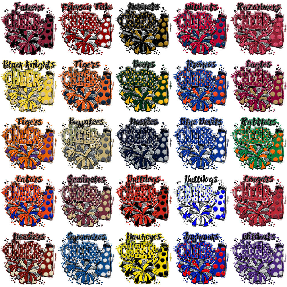 62 NCAA College Cheerleader Retro PNG Designs Bundle