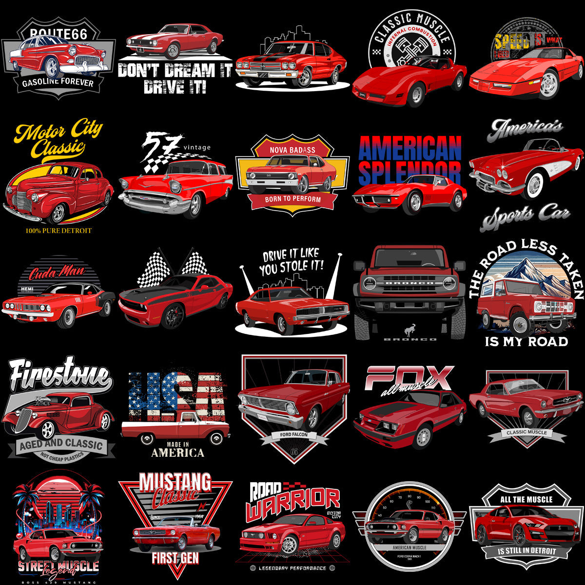 115 High-Quality USA Car PNG Designs: Automobile Bundle