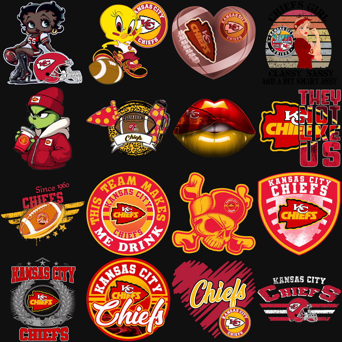 Chiefs Super Bowl 2025 PNG Designs Bundle: 80+ Football Graphics