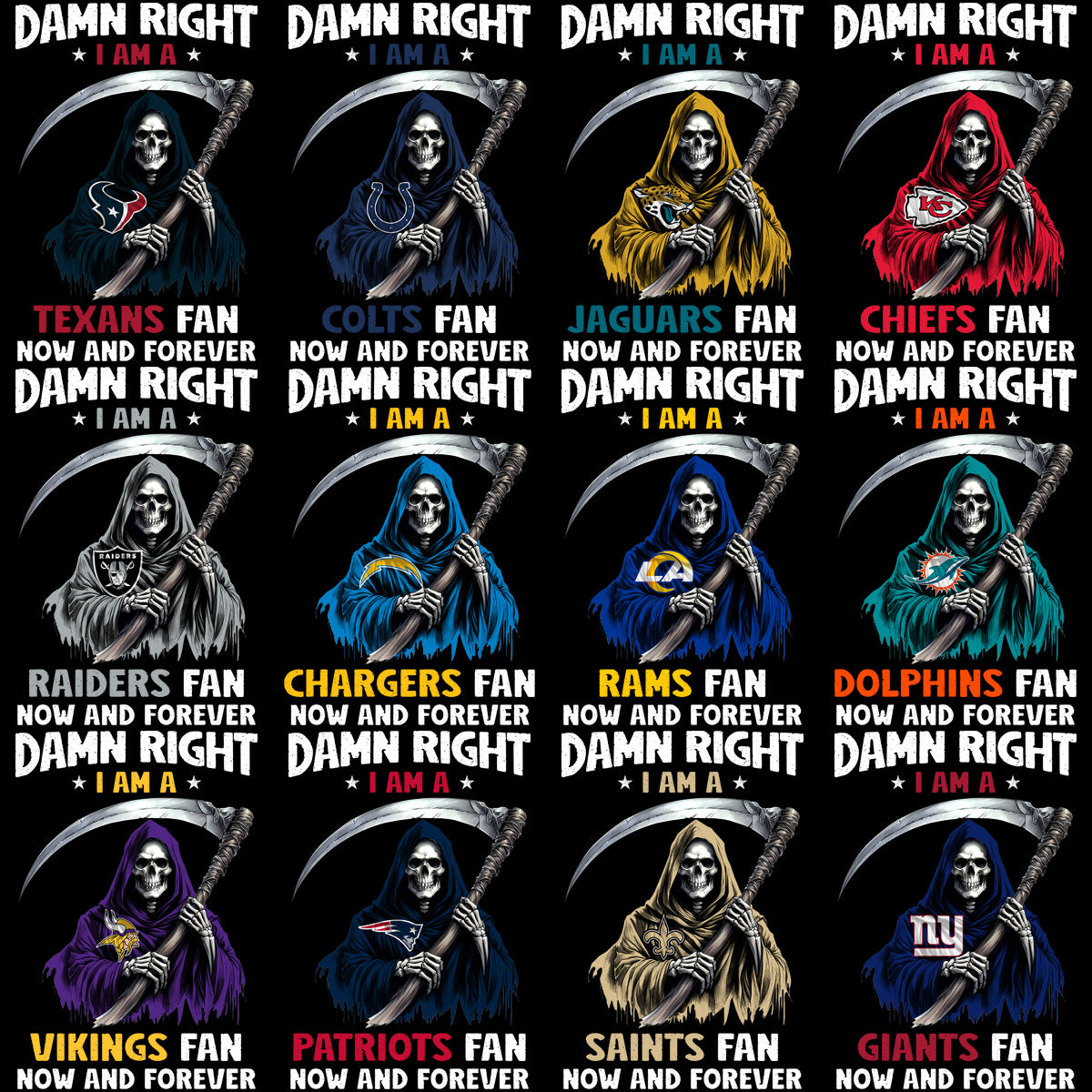 32 Grim Reaper Football Team Logos: PNG Bundle for Coaches & Fans