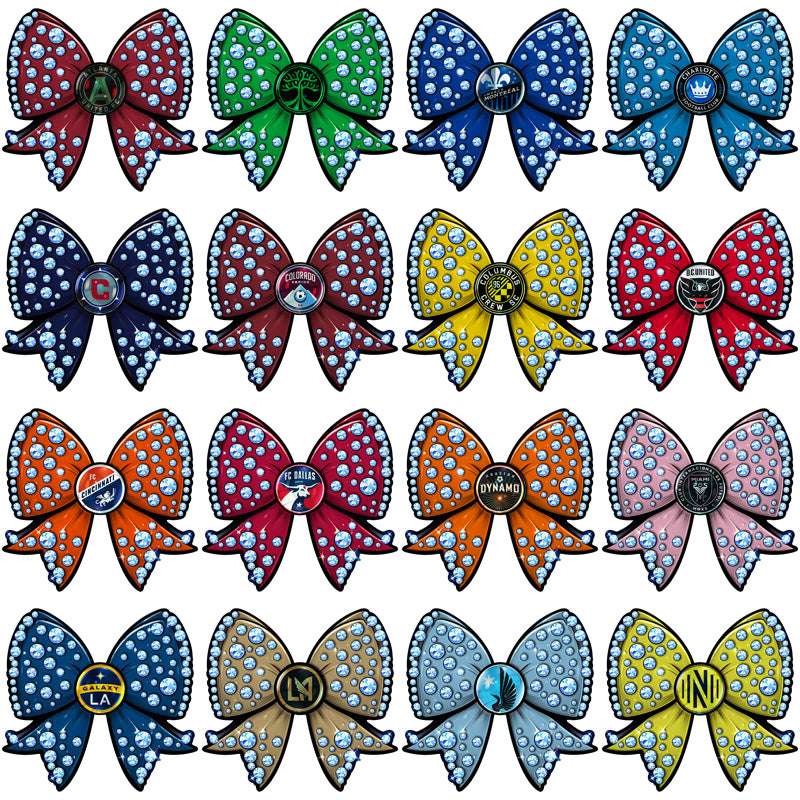 30 Soccer Teams Bling Bow Designs Bundle PNG
