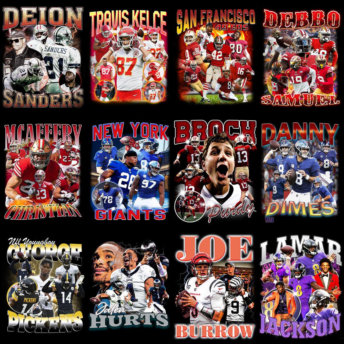 Football Player & Team Logo PNG Bundle: 39 Bootleg Designs