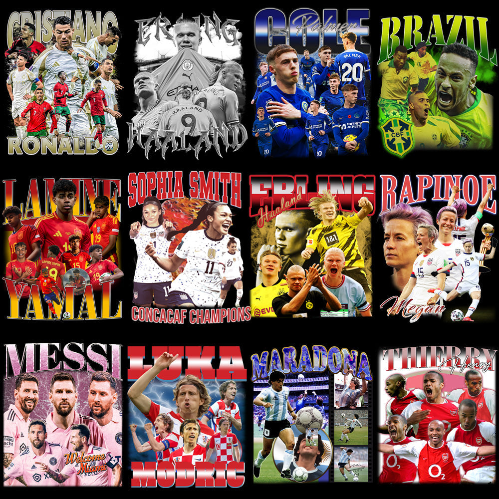 62 Premium Football & Soccer Player Bootleg PNG Designs Bundle