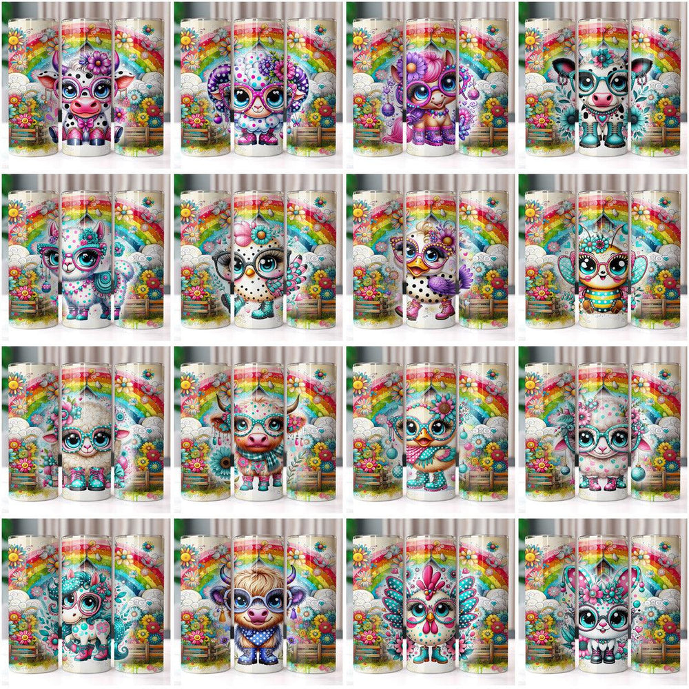 60 Adorable Animal Tumbler Wraps: JPG Bundle for Sublimation
