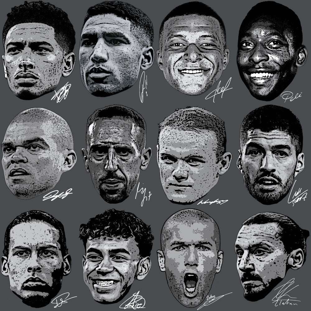 71 Soccer Big Heads Players Faces Football Signature Designs Bundle PNG