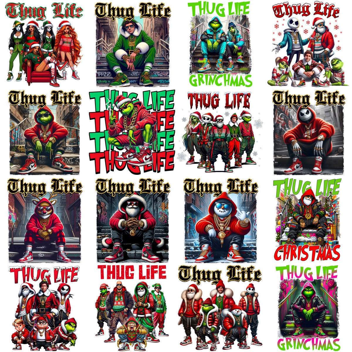 20 Thug Life Christmas PNG Designs: Festive Gangsta Holiday Graphics Bundle