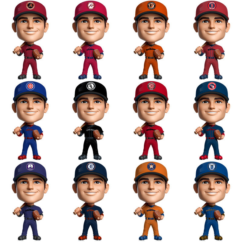 30 MLB Team Bobblehead PNG Designs Bundle: High-Resolution Graphics