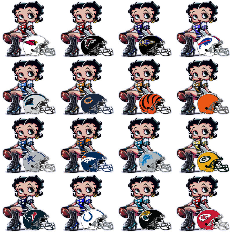 Betty Boop Football Helmet Designs: 32 Team PNG Bundle