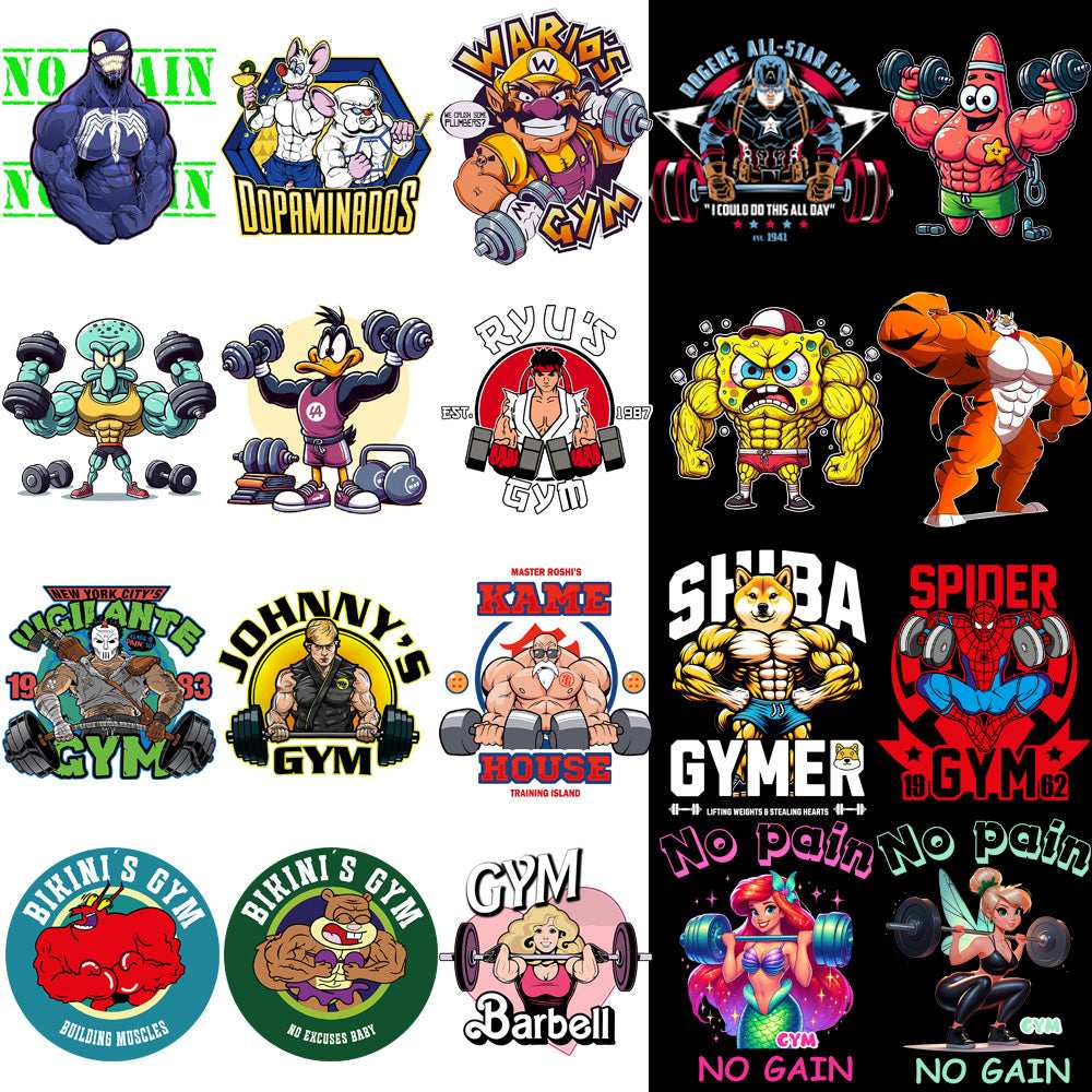 125 GYM Fitness Popculture & Streetwear Designs Bundle PNG