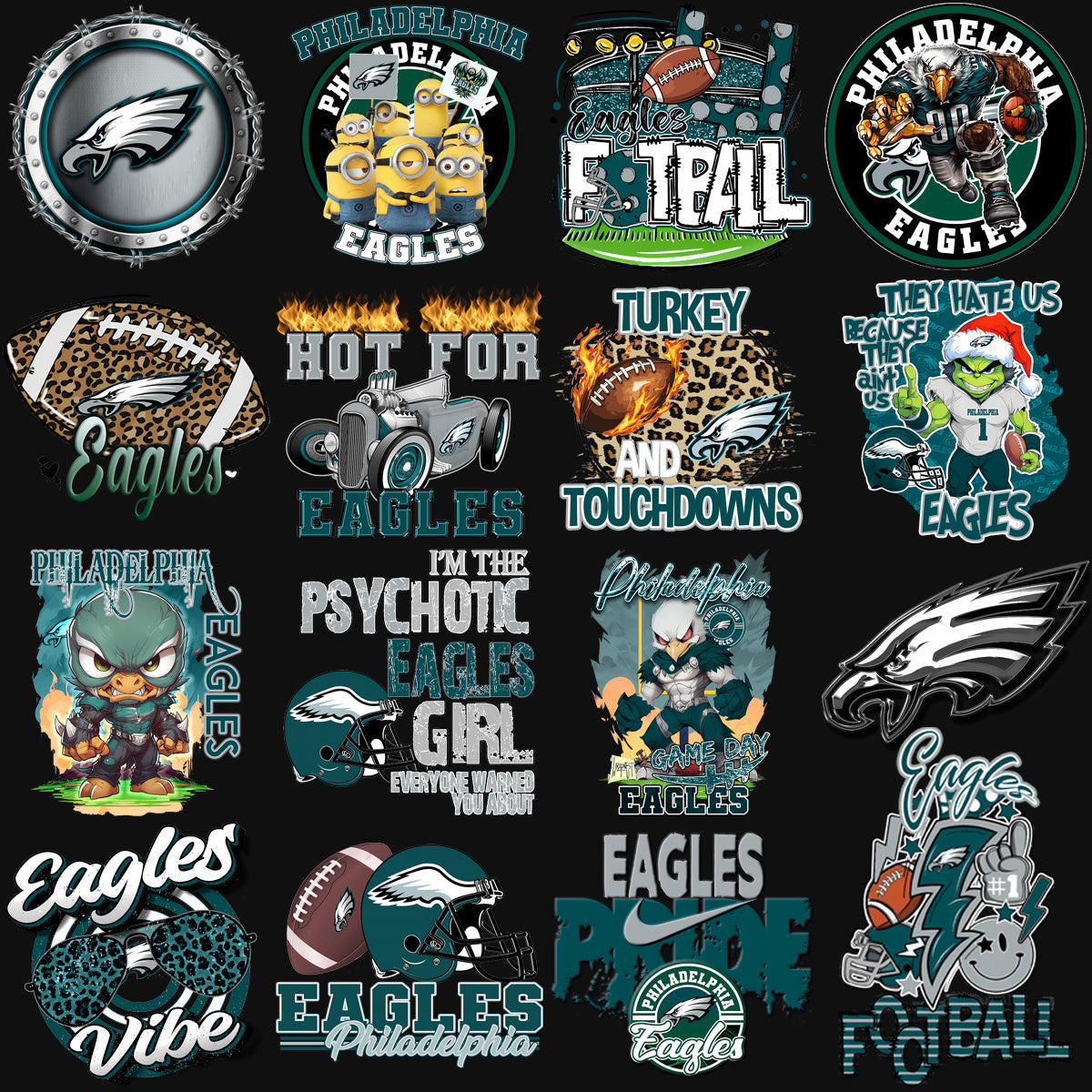 Philadelphia Eagles Super Bowl 2025 PNG Designs Bundle: 72 Football Graphics
