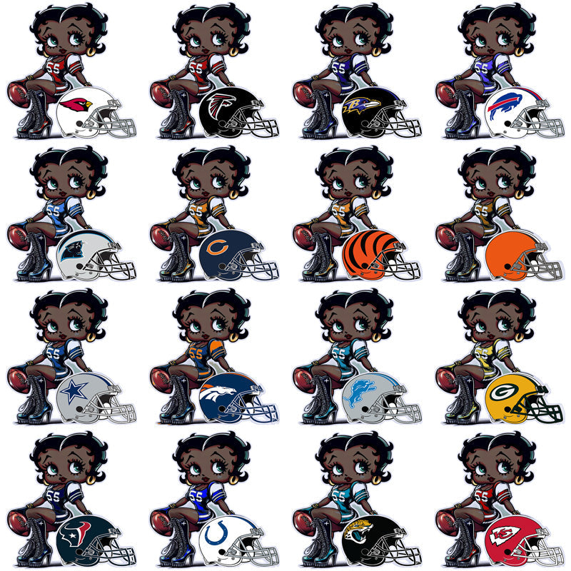32 Betty Boop Football Helmet Designs: PNG Bundle for Teams