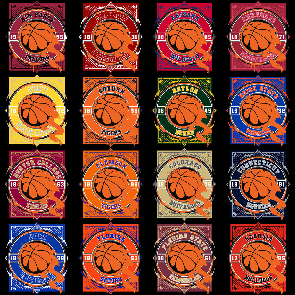 55 NCAA College Basketball Fireball PNG Designs Bundle