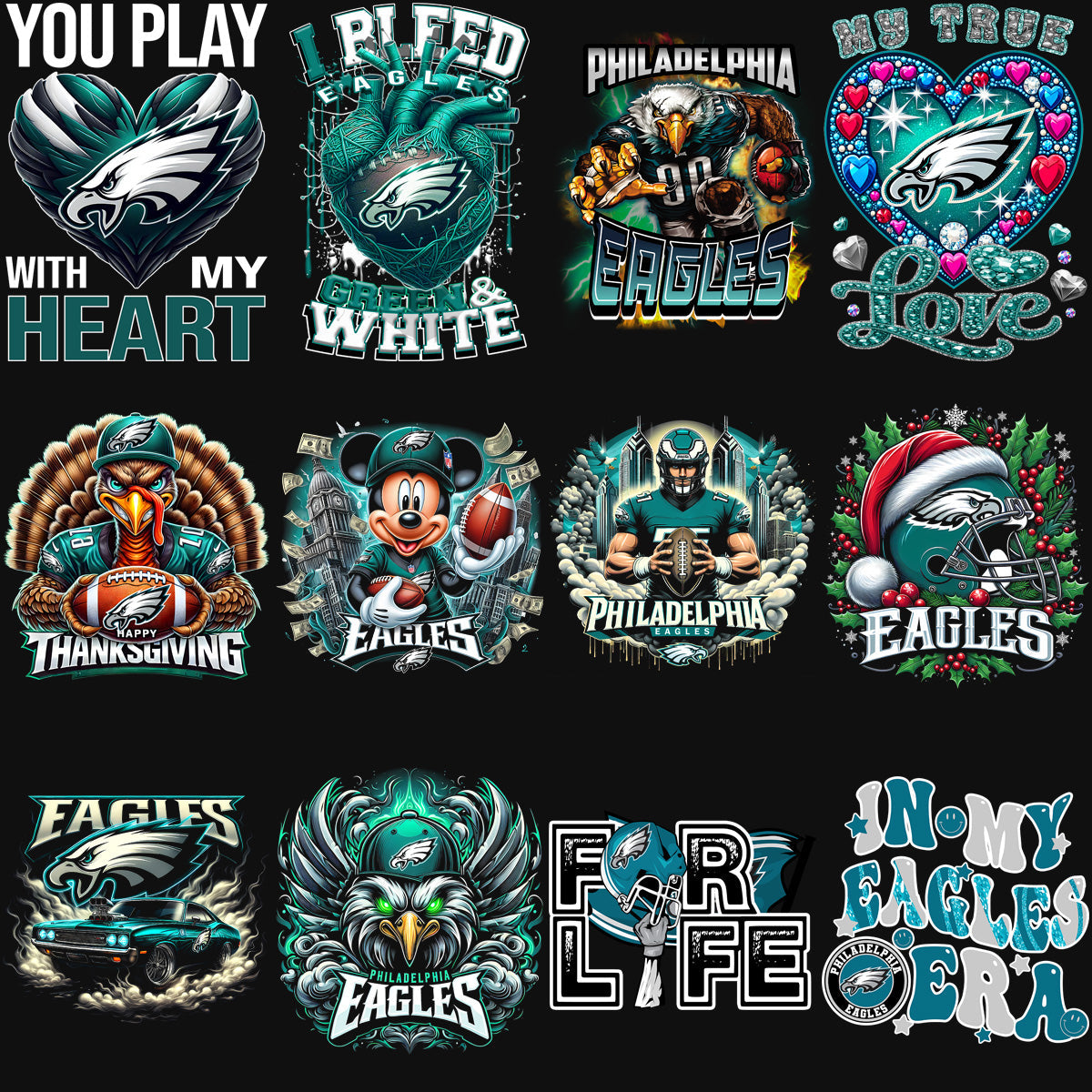 Philadelphia Eagles Super Bowl 2025 PNG Designs Bundle (59+)