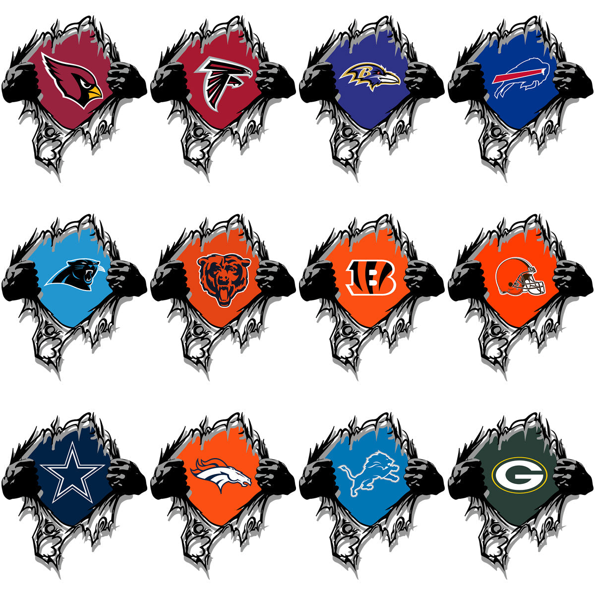 32 NFL Team Logos: High-Resolution PNG Bundle for Design Projects