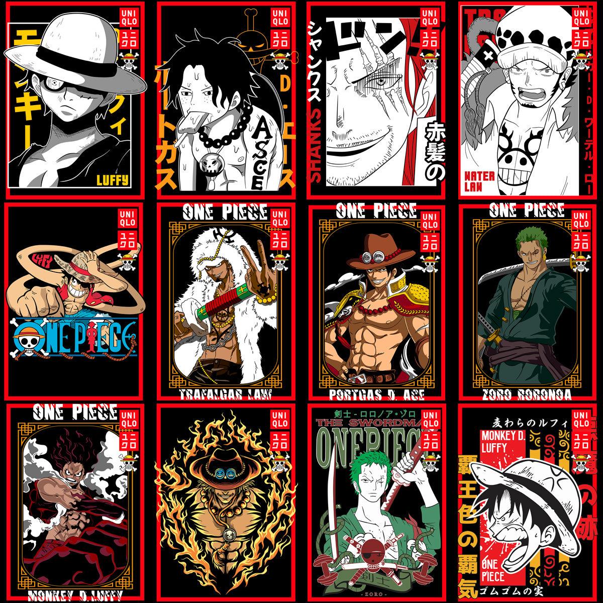 One Piece Streetwear Designs: 36 Brand Anime PNG Bundle