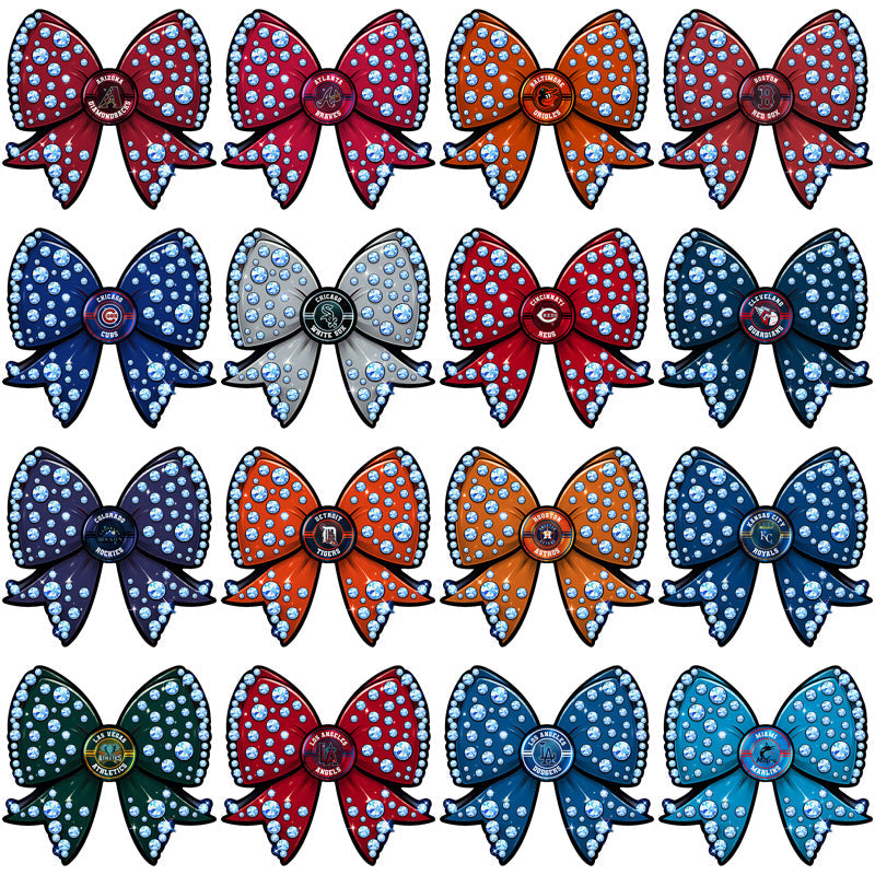 30 MLB Team Bling Bow PNG Designs Bundle: Cheerleader, Crafts & More