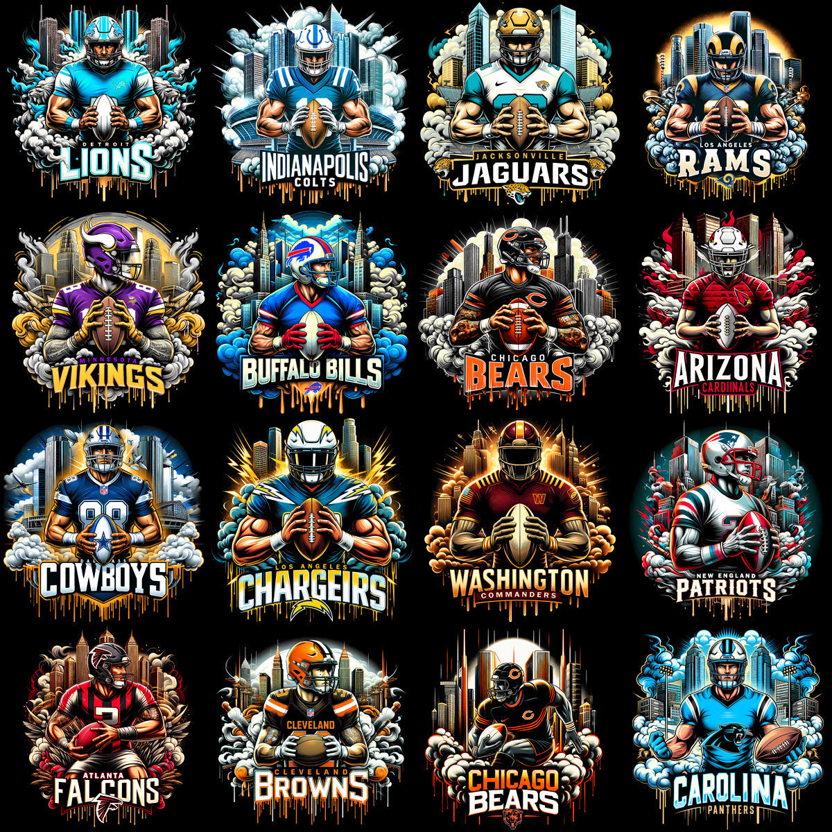 32 NFL Team Player PNG Designs Bundle: Jerseys, Logos & More