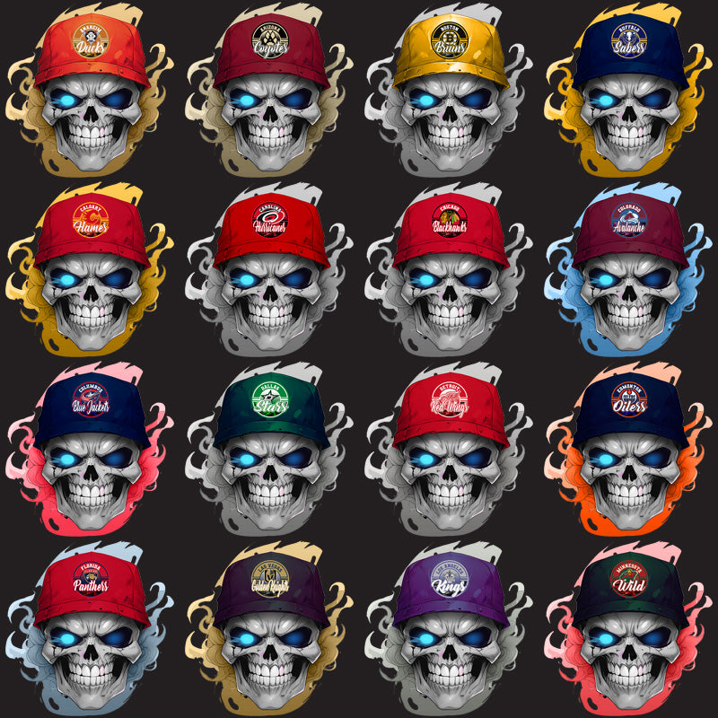32 Smokin' Skull Ice Hockey Team PNG Designs Bundle