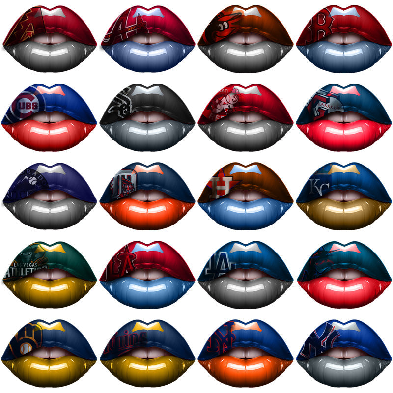 30 MLB Team Lips PNG Bundle: Baseball Lip Designs for Crafts & More
