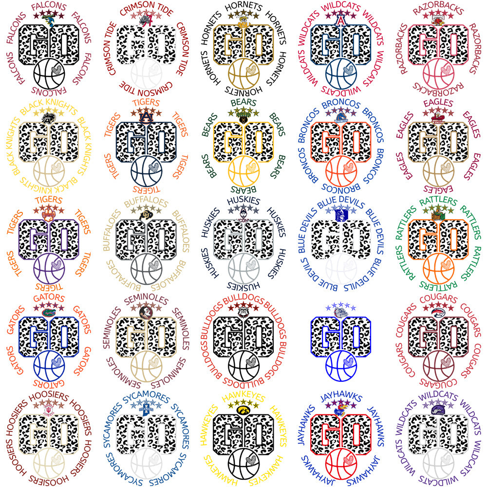 62 NCAA College Basketball Team Logos: PNG Circle Designs Bundle