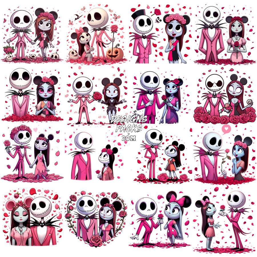 Jack & Sally Valentine's Day PNG Bundle: 19 Couple Designs