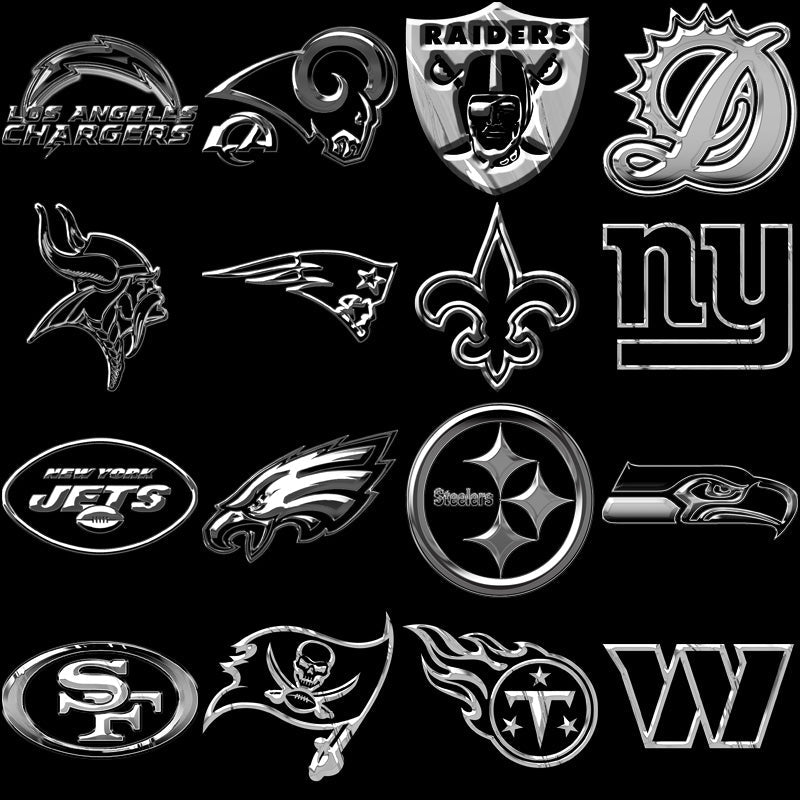 32 NFL Team Chrome Logos: PNG Bundle for Designers