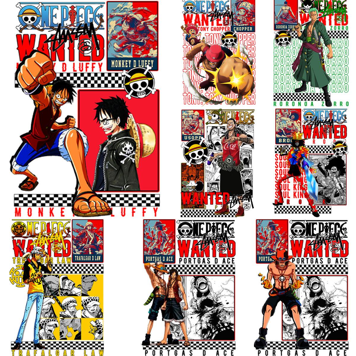 One Piece Anime Streetwear Designs: 8 PNG Bundle for Merch & Branding
