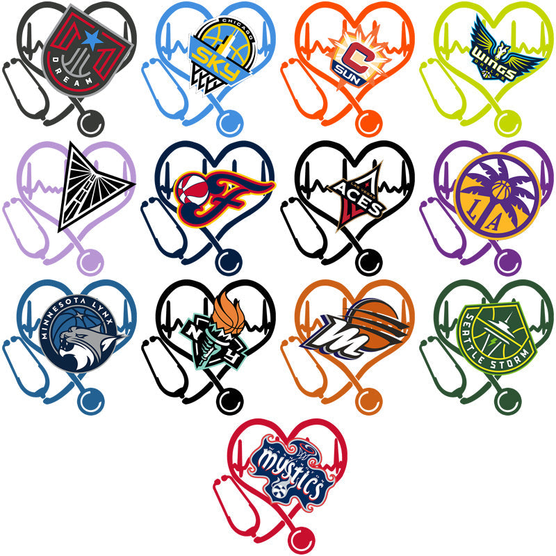 12 Women's Basketball Team Heartbeat PNG Designs Bundle