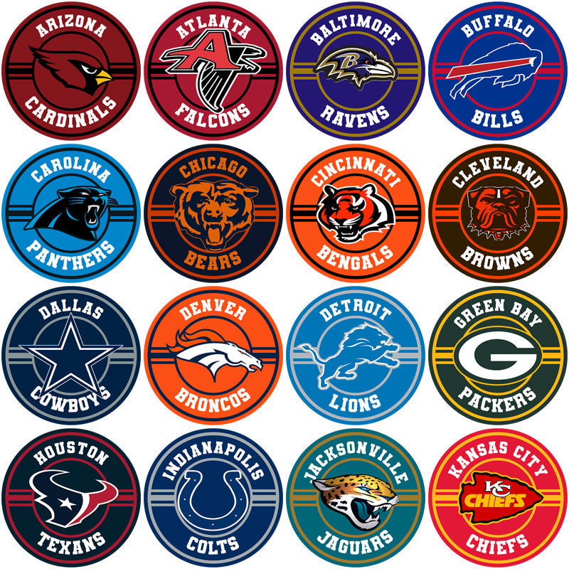 32 Premium Football Team Circle Striped Logos: PNG Bundle