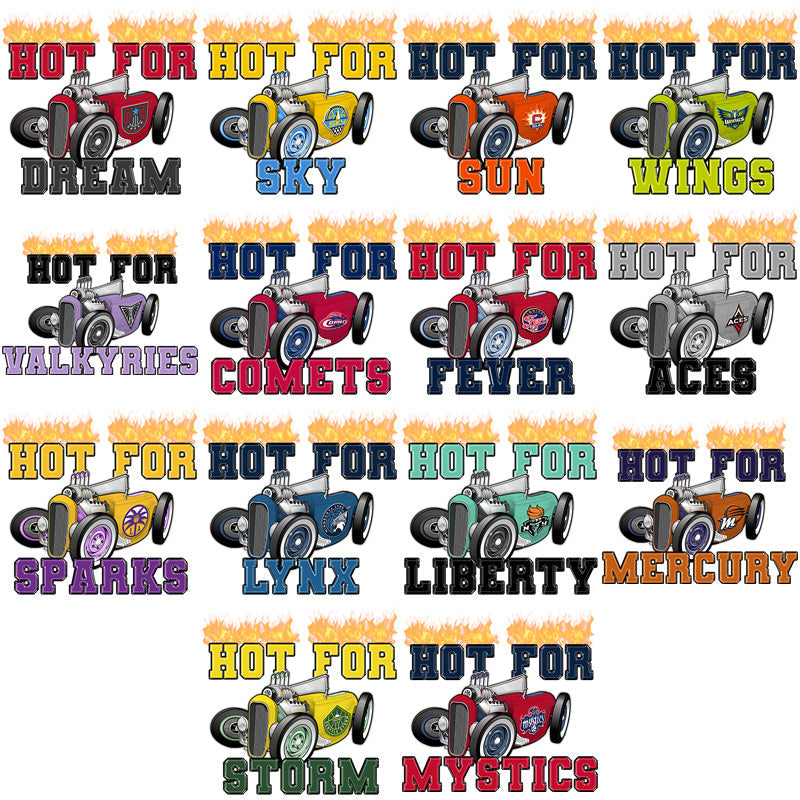 12 Women's Basketball Team Hot Rod PNG Designs Bundle