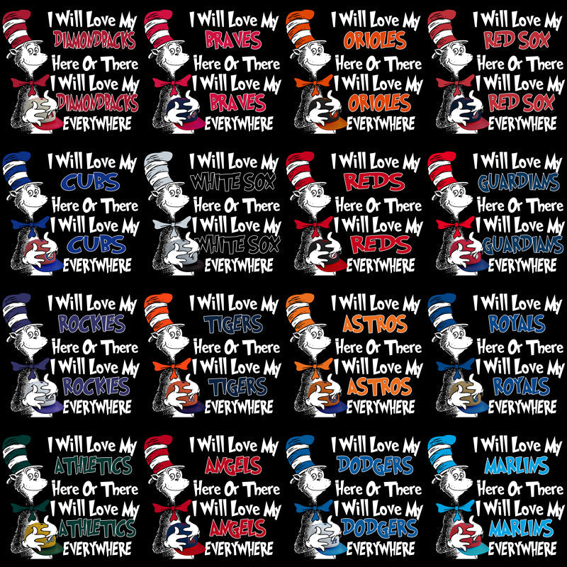 30 MLB Team Cat in the Hat PNG Bundle: Baseball Fan Designs
