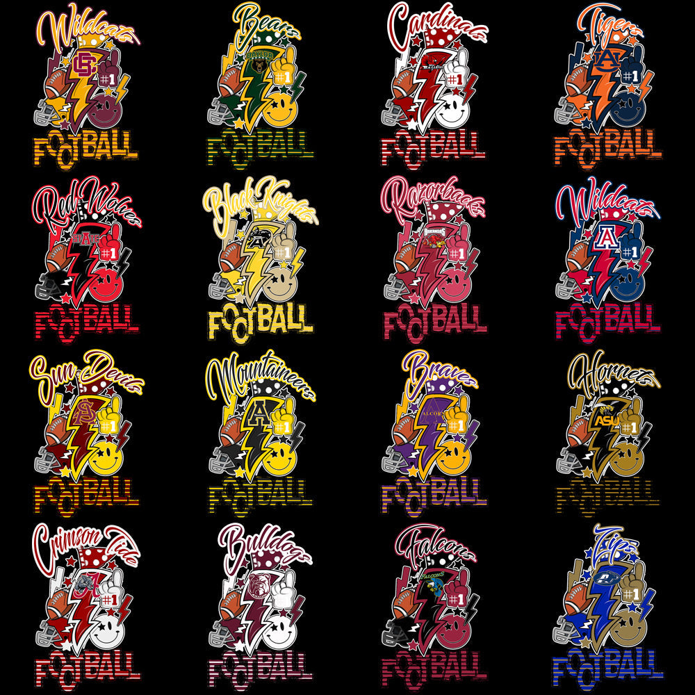 124 NCAA College Football Team Bolt PNG Designs: Logos & Graphics Bundle