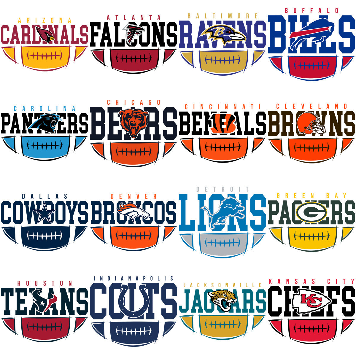 32 Football Team Logos: PNG & AI Design Bundle