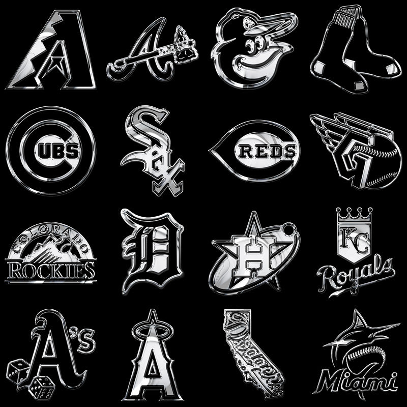 30 MLB Team Chrome Logos: PNG Bundle for Design Projects