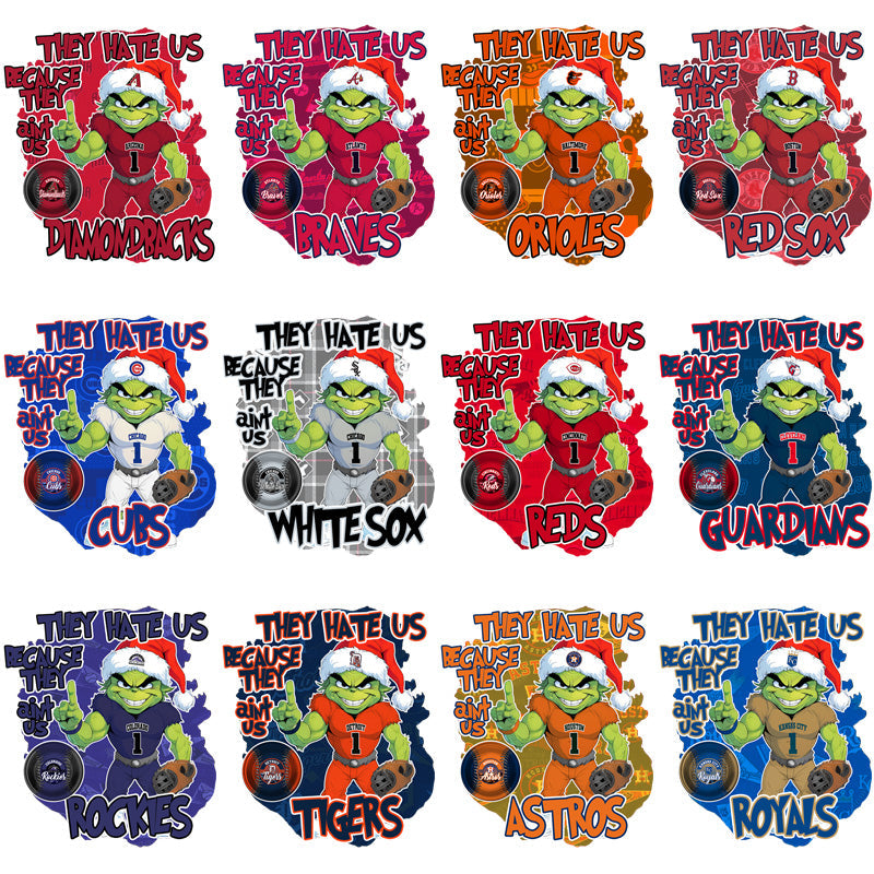 30 MLB Team Grinch "They Hate Us" PNG Bundle: Baseball Fan Designs