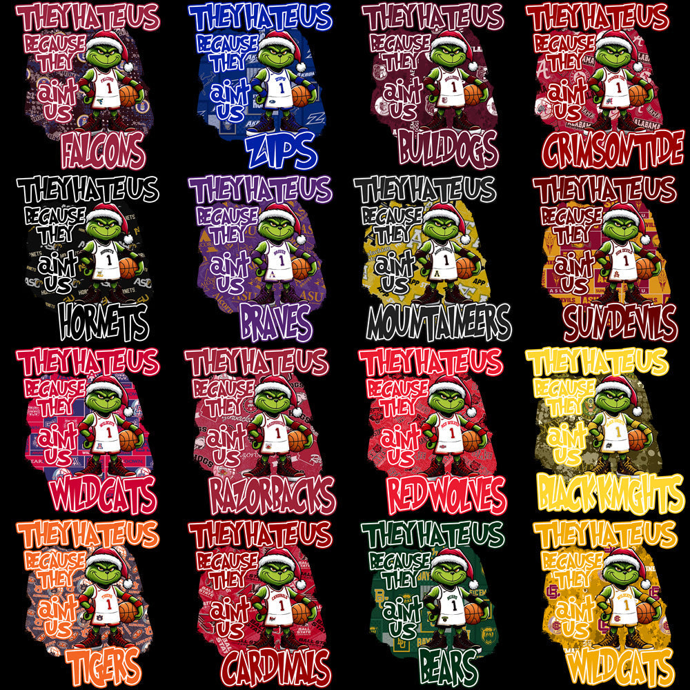118 NCAA Grinch Basketball PNG Designs: College Team Graphics Bundle