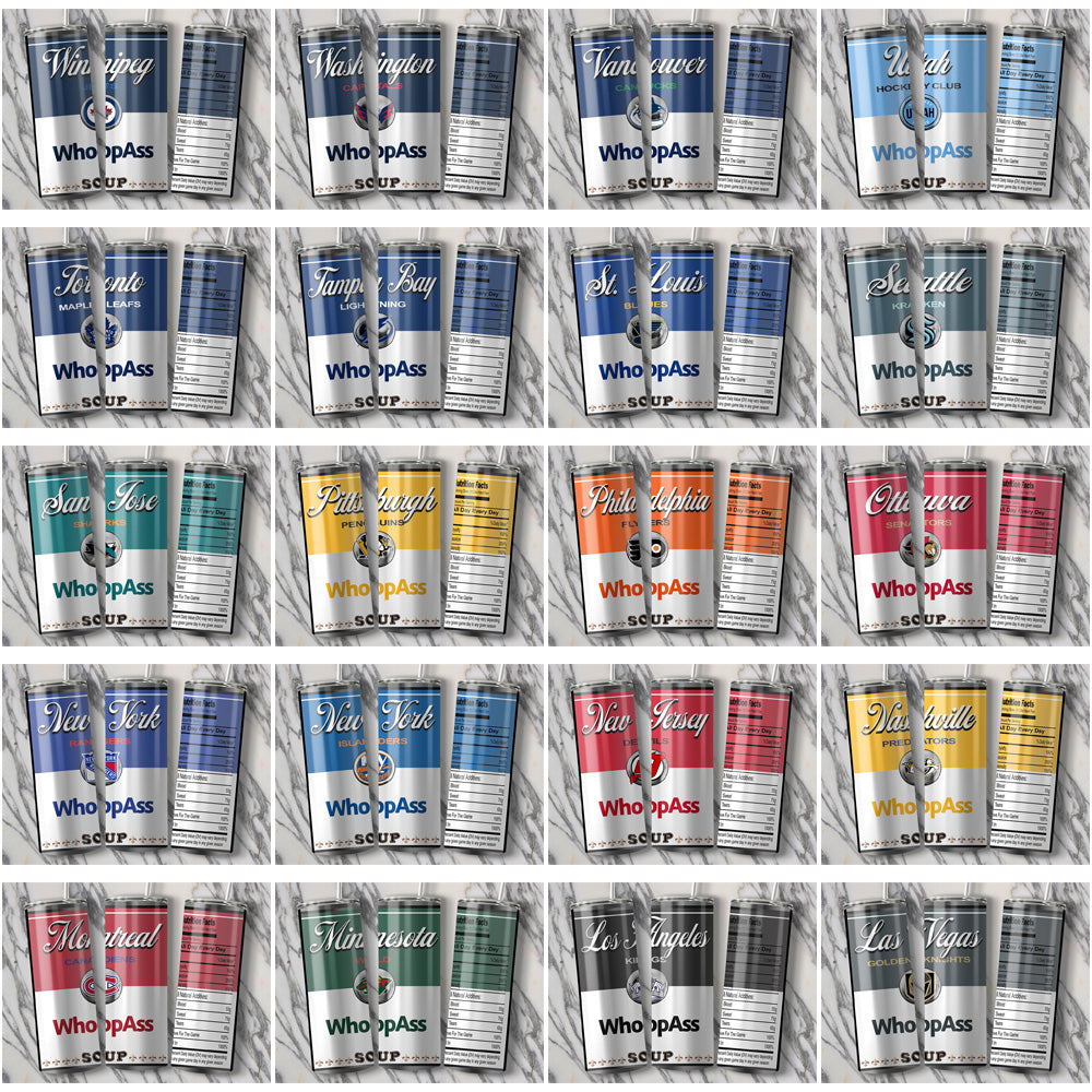 32 NHL Team Soup Can Tumbler Wraps: Instant Download JPG Bundle
