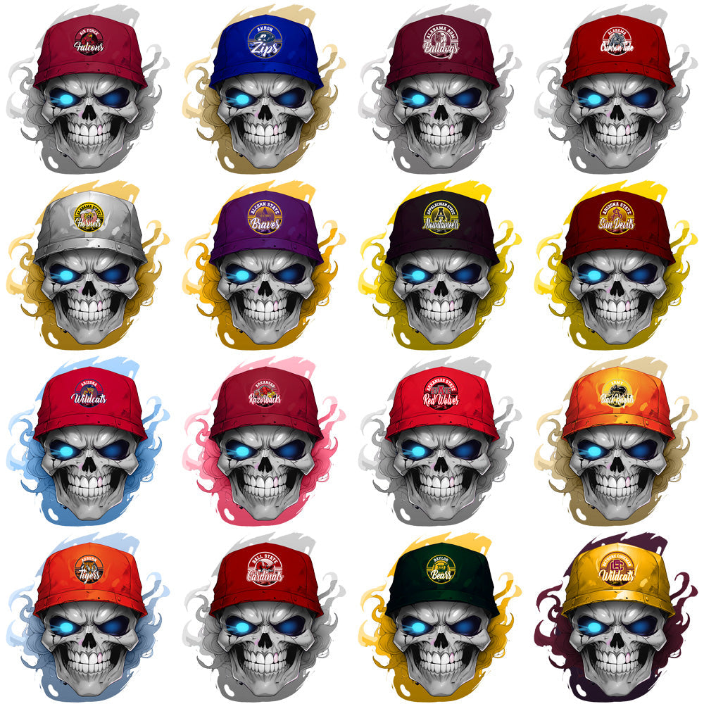 118 NCAA Smokin' Skull PNG Designs: College Logos & Graphics Bundle