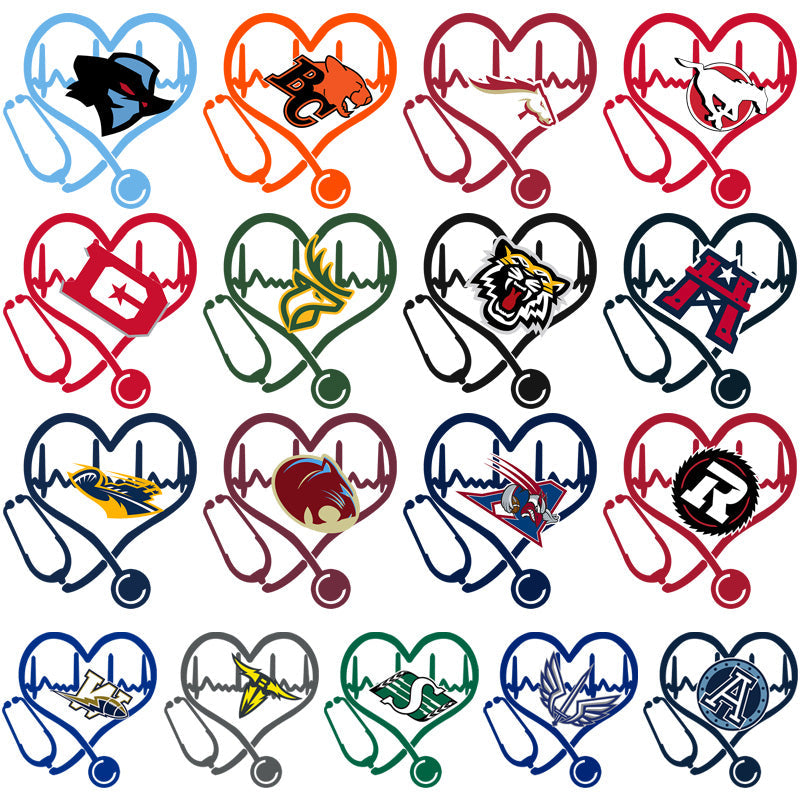 Canada Football Teams Heartbeat PNG Bundle: 17 Designs