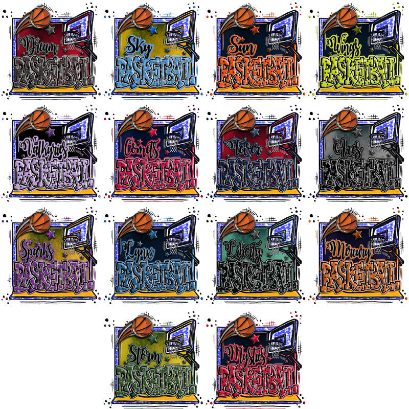 Retro Women's Basketball Team Designs Bundle: 12 PNGs