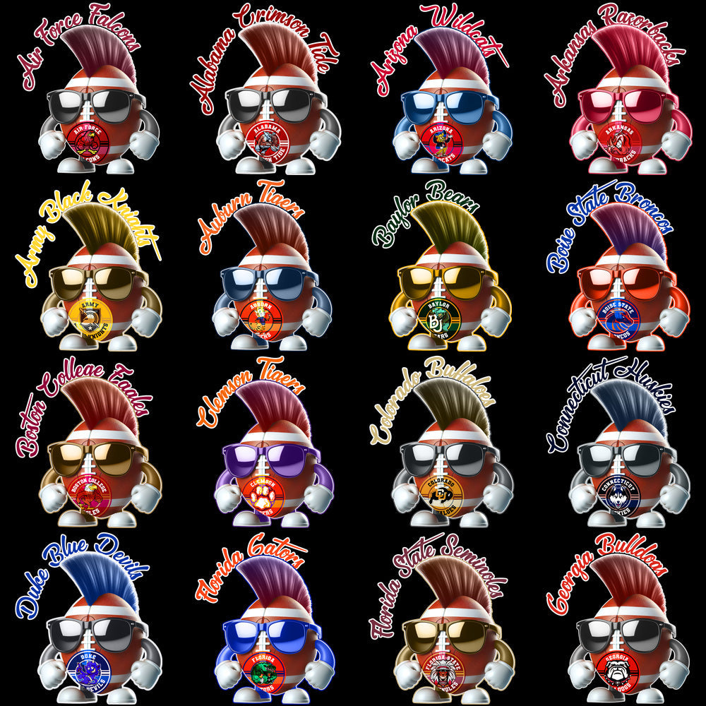 55 NCAA College Football Mohawk PNG Designs for Teams