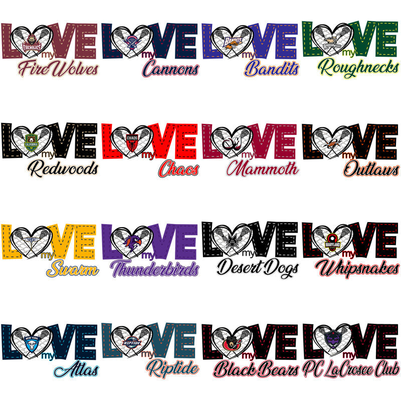 Lacrosse League Team Designs Bundle: 25 PNG Files for Your Team Love