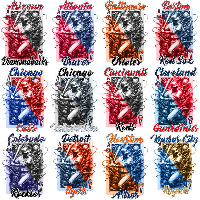 30 MLB Team Playing Card PNG Bundle: Baseball Card Designs