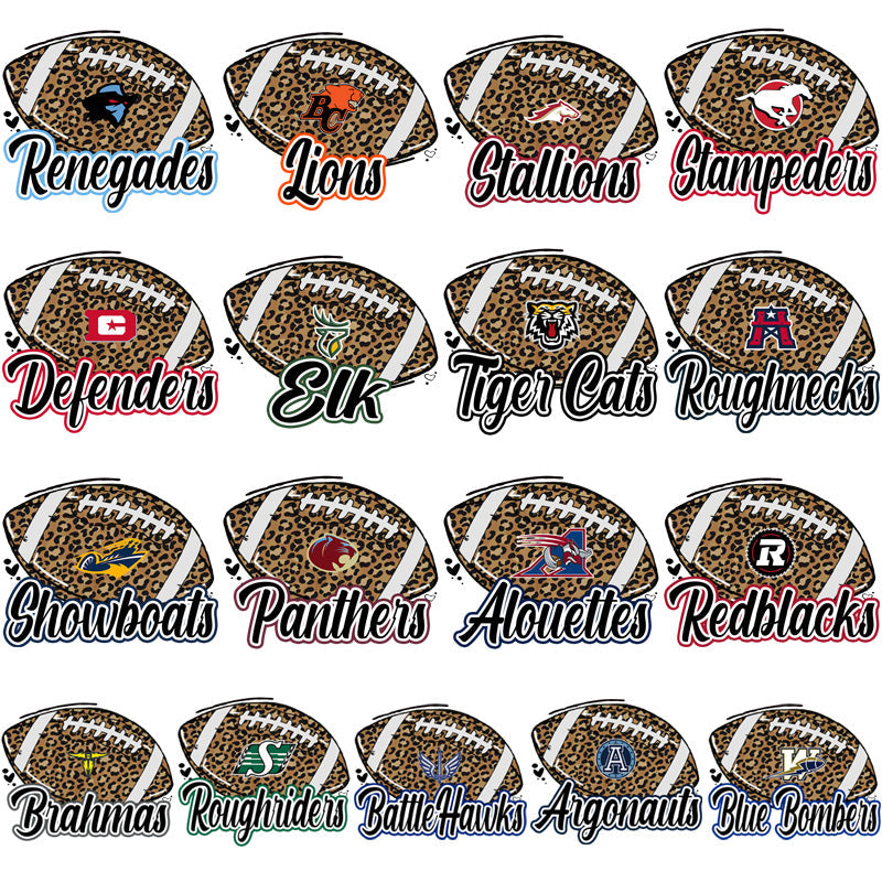 Canada Football Team Leopard Print PNG Bundle: 17 Designs