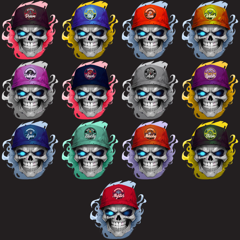 12 Women's Basketball Team Skull PNG Designs - Smoking Skull Bundle
