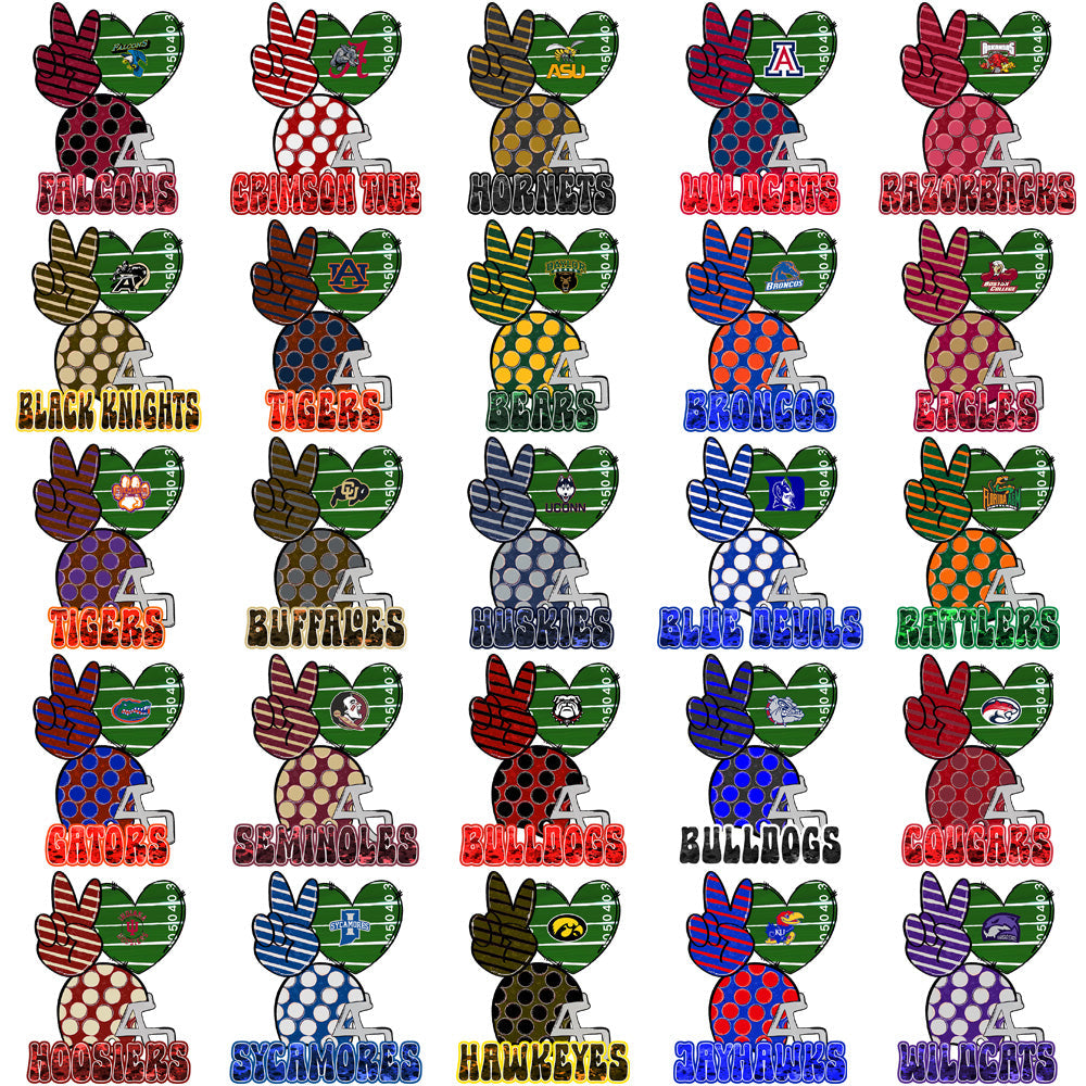 62 College NCAA Football Peace Love PNG Designs Bundle